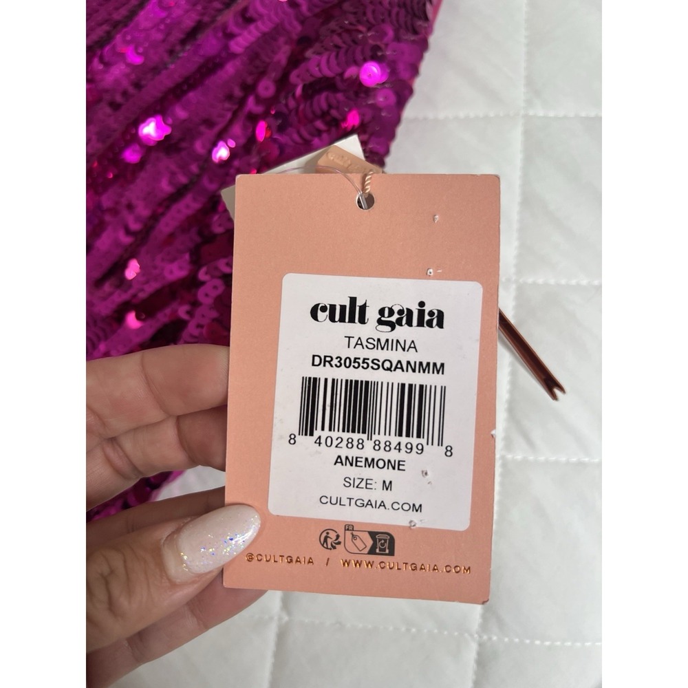 Cult Gaia Tasmina Anemone Pink Sequin Halter Open Back Party Cocktail Dress M - Picture 8 of 8